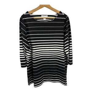 Coldwater Creek size XL 16 3/4 Sleeve Striped Top Nautical Beachy Flaw